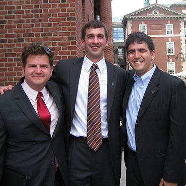 From left, Jon Quinn, Jesse Cross-Call and Matthew Baer at their 2010 graduation.
